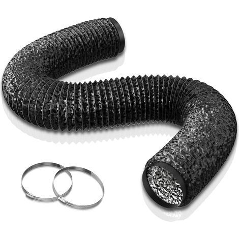 x 6m ventilation hose, 125mm aluminum flexible hose, steel clamps, for air conditioning extractor (1/5)
