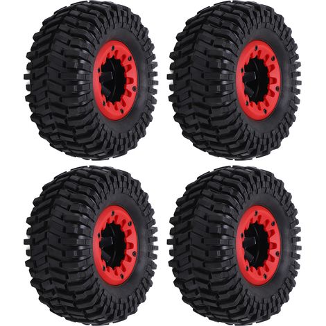Lot de 4 pneus en caoutchouc souple 1/10 pour voitures RC tout-terrain et route (accessoires rouges) (1/5)