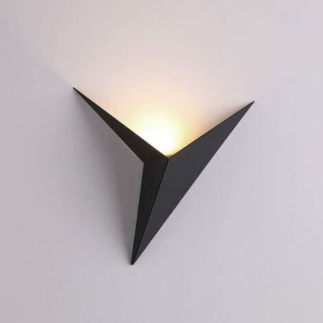 Applique Murale - 1 Piece - Triangle - LED 3 W - 3000 K - Noir - Métal - Pour Chambre Salon Couloir Escalier (1/5)