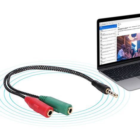 Adaptateur Double Jack 3.5mm Mâle/Femelle pour Casque avec Micro - Séparateur Audio pour Deux Personnes