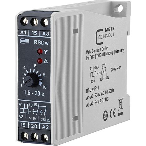 Metz Connect RSDw-E10, 230 V AC / 24 V AC/DC, 1,5-30 s, 11016141280417