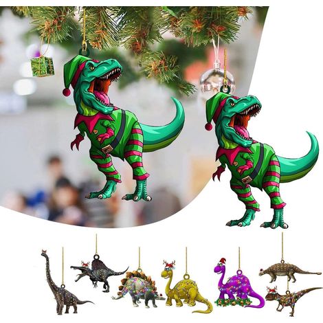 Ornement Dinosaure - Décoration Suspendue pour Arbre de Noël - Acrylique - 8 cm - Usage Intérieur et Événements Festifs - Lot de 1 (1/5)