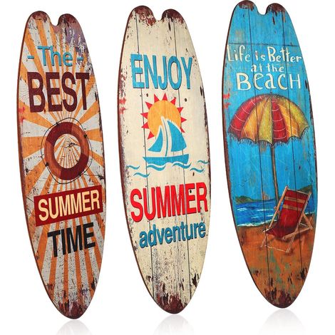 Bois Décoration Murale 3 Pièces Planche de Surf (1/5)