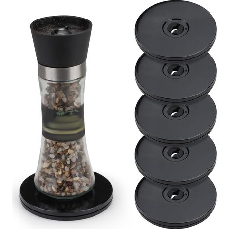Lazy Susan Small Turntable Set of 6 10 cm Acrylic Rolling Base with Steel Ball, Mini Rotating Organizer for Cake Cookies Decoration, Black (1/5)