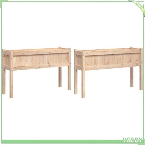 Jardinière sur pieds - FAFEICY - 837565 - Bois de pin massif - Pack 2 - 110×31×70 cm (1/5)