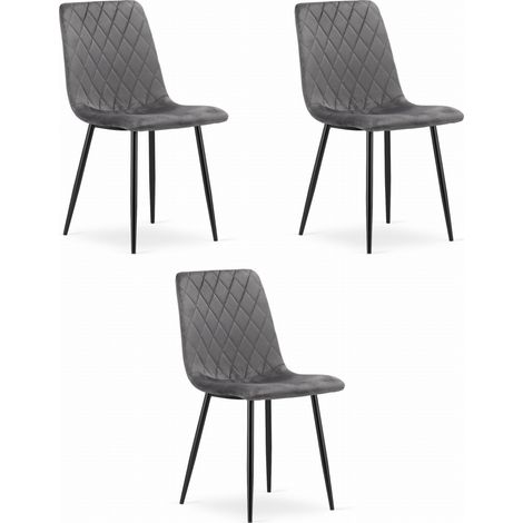 Silla TURÍN - terciopelo gris oscuro x 3 (1/5)