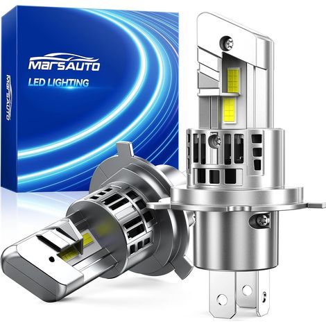 M2P H4 LED 80000LM, 6500K Lumière Blanche Ampoule H4 Led, 1:1 Taille Halogène Avec un Ventilateur de Refroidissement de 20 000 tr/min, 2 Pièces (1/5)
