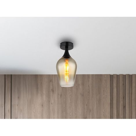 Kleine LED Deckenleuchte mit Glas Lampenschirm Gold, Ø 15cm (1/5)