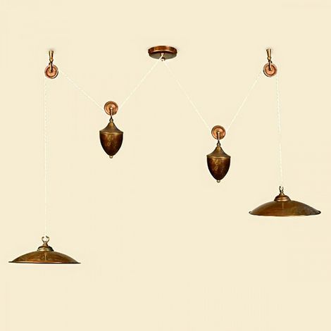 Saliscendi rustico lampadari bartalini elisali c2 cps30 lampada soffitto rustica ottone e27 led (1/4)