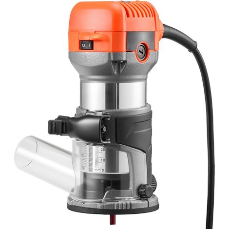 Défonceuse compacte 710W, vitesse variable, base fixe, guide parallèle, capot anti-poussière, pour bois, DIY, filaire. (1/5)