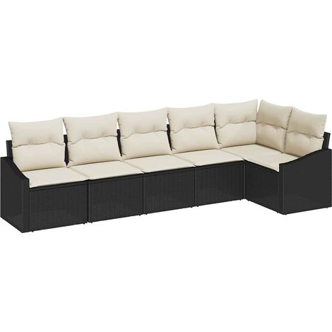 Maison Exclusive - Set Divano da Giardino 6 pcs Nero e Bianco polyrattan