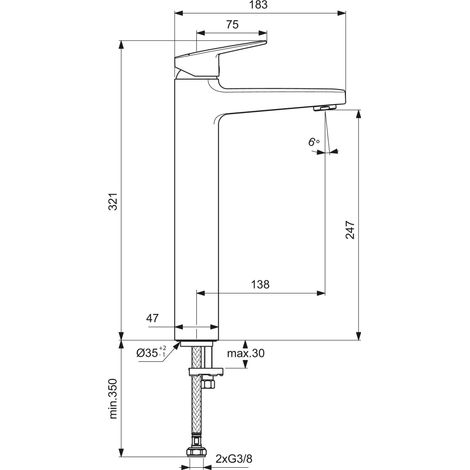 Miscelatore monocomando per lavabo in ottone cromato - Ideal Standard Ceraplan (1/6)