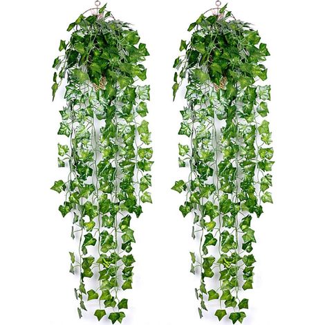 Plante artificielle, plante à feuilles d'arachide artificielles, couronne de vigne, 2 pièces de fausses feuilles d'arachide artificielles, décoration pour célébration, mariage, cuisine, jardin et bure