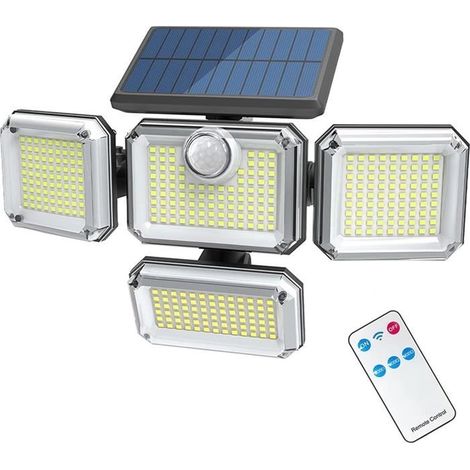 (BLANC)Lampe Solaire Etanche IP65 avec Tête Réglable Lampe de Jardin Grand Angle d'Eclairage 3 Modes, 20W 333LED Extérieur (1/5)