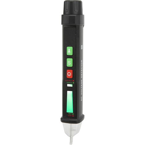 Spannungsprüfer, kontaktlos, mit akustischem und optischem Alarm, zwei Messbereiche, Wechselspannungsprüferstift mit LED-Taschenlampe für stromführende Leitungen (1/5)