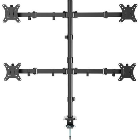Bras de fixation réglable Gembird MA-D4-01 pour 4 écrans (rotation, inclinaison, pivotement). 13" à 32". Jusqu'à 10 kg par écran. (1/5)