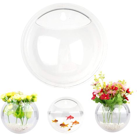 Aquarium Mural - Bac à Poissons Rond en Acrylique 15 cm - Support Murale pour Poissons ou Plantes - 1 Pièce (1/5)