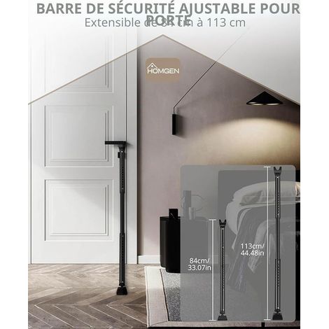 Adjustable Sliding Door Security Bar, Telescopic Lock Bar French Door, Sliding Patio Lock, Black (1/2)