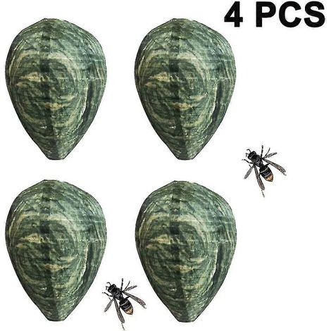4 leurres de nids de guêpes imperméables à suspendre, répulsifs anti-frelons, faux nids de guêpes en tissu, leurres d'abeilles non toxiques pour la maison et le jardin (1/5)