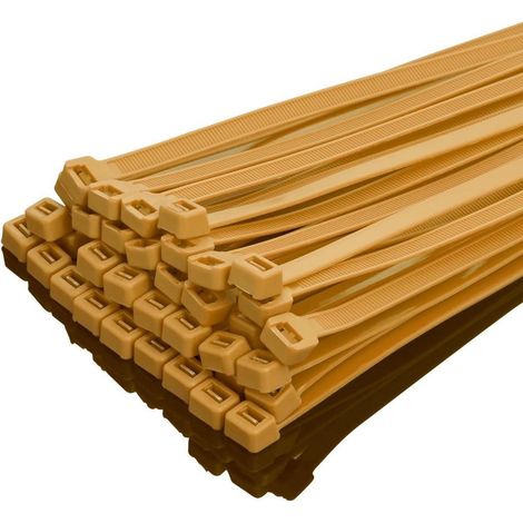 Kabelbinder 100 Stück 300mm 50kg Zugfestigkeit Gold 300mm x 7.6mm Gold (1/5)