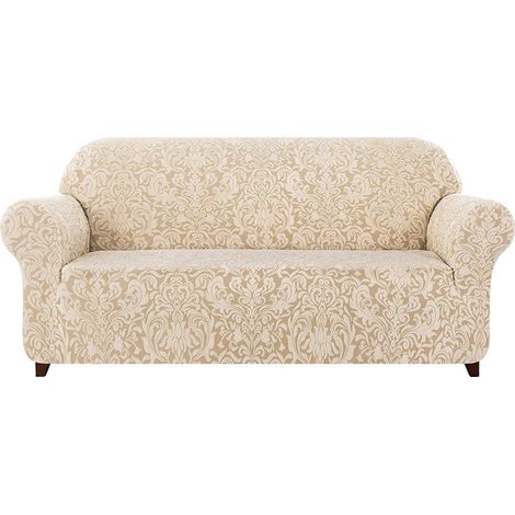 1 Housse de canapé extensible, motif floral damassé, tissu doux antidérapant, pour salon (1/5)