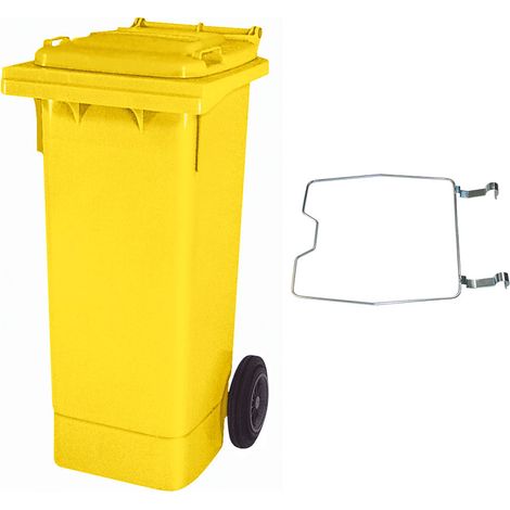 BRB Poubelle de 80 l, jaune, avec support pour sacs poubelles