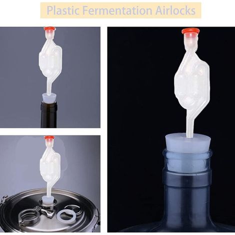 Bonde de Fermentation, 3 Barboteur Fermentation avec Bouchon en 3 Bouchon en Caoutchouc avec Trou pour Fermentation de Brassage et vin (1/2)