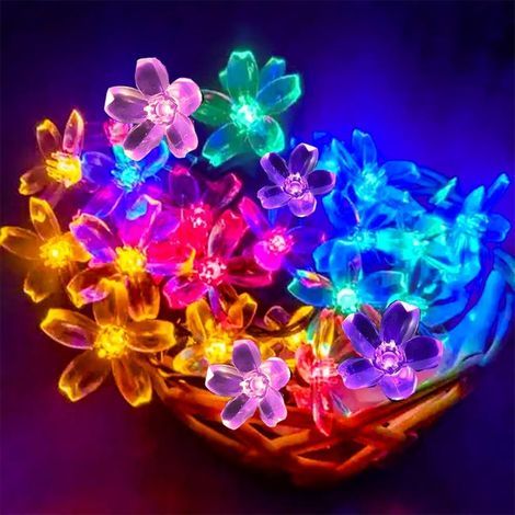 Solar-powered cherry blossom string lights - 8 lighting modes - colorful - 7 meters, 50 bulbs (1/5)