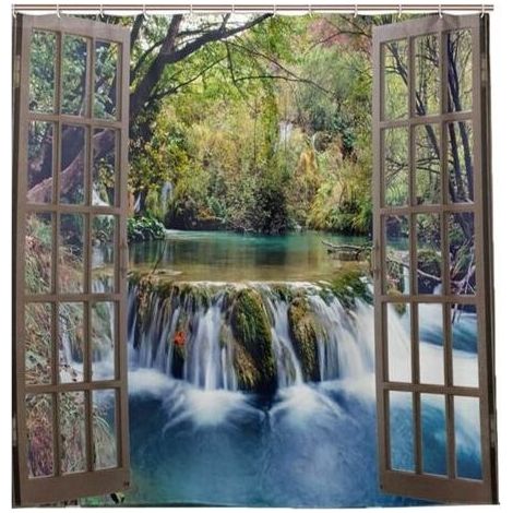 Rideau de douche Nature Paysage Imperméable 180x180 cm (1/5)