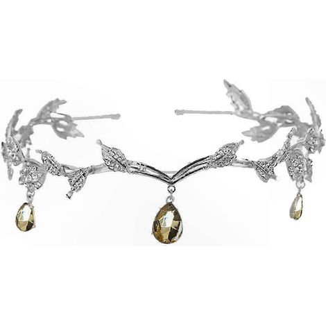 Diadème feuille cristal pour mariée, serre-tête allié vintage, couronne princesse rétro, accessoire cheveux femme, bijou de tête strass, coiffe cérémonie. (1/5)