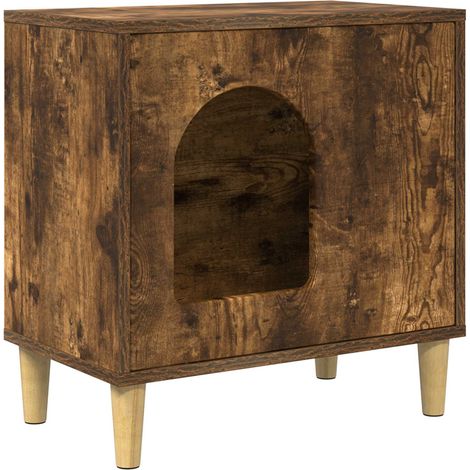 Cat House Smoked Oak 51 x 30 x 52 cm Engineered Wood vidaXL