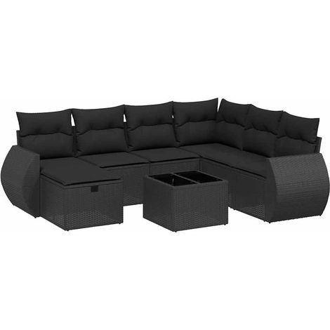 Maison Exclusive - Set Divani da Giardino con Cuscini 8 pz Nero in Polyrattan (1/4)