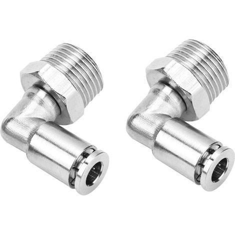 2 pièces tout-cuivre raccords de tuyau à connexion rapide nickelé 4mm raccord rapide pneumatique + 90 degrés BSP filetage male(1/4") (1/5)
