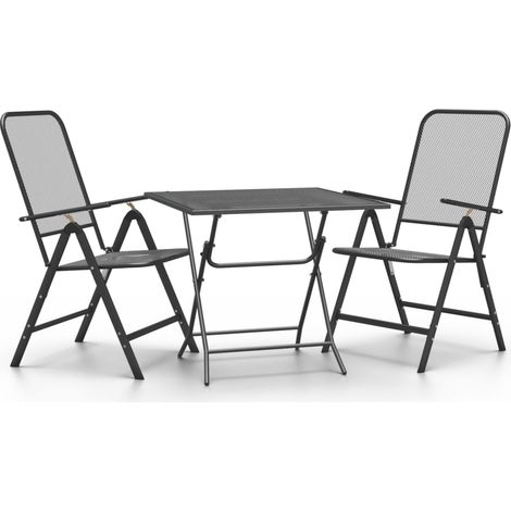 Maison Exclusive - Set da Pranzo per Giardino 3pz Rete Metallica Espansa Antracite (1/5)