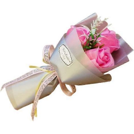 Bouquet de 3 roses artificielles, savon à la main, cadeau de Saint-Valentinrose (1/5)