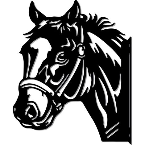 1 Piquet décoratif cheval, silhouette fer noir 24,5x28cm, ornement jardin, clôture patio extérieur