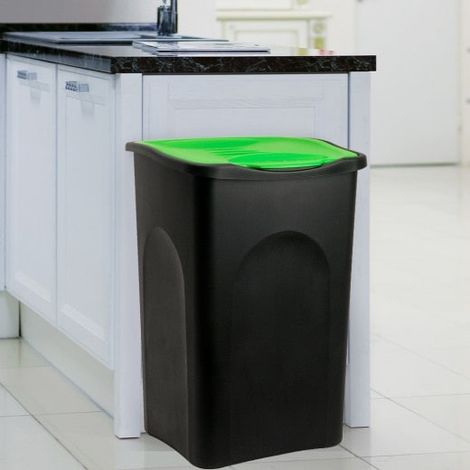 Poubelle domestique 50 l. Verte et noire. Idéal tri et recyclage (1/2)