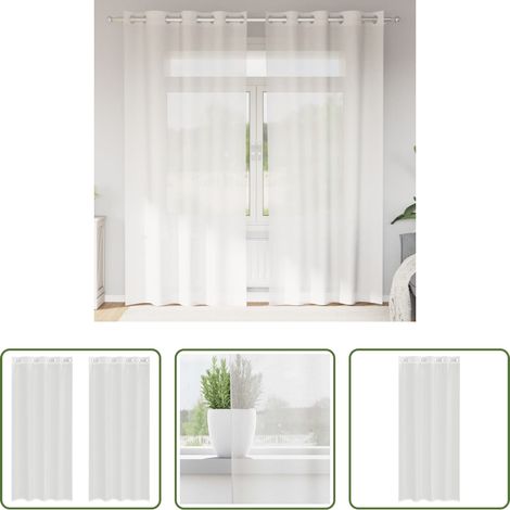 Vorhangstange -  Voile Vorhänge mit Ösen 2 Stk. Weiß