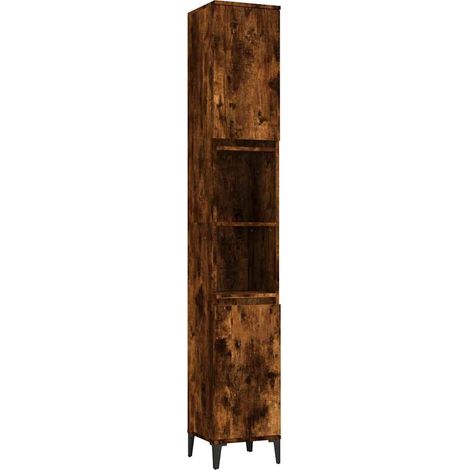 Maison Exclusive - Armadietto Bagno Rovere Fumo 30x30x190 cm in Legno Multistrato (1/5)
