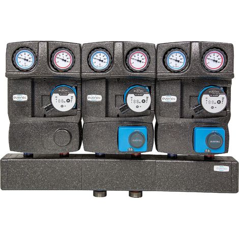 Groupe de distribution modulaire Evenes 1x circuit direct, 2x circuit mélangé DN25 - 1
