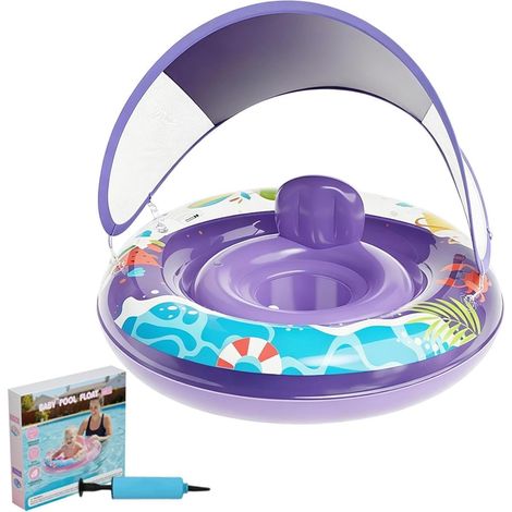 Bouées de Piscine pour - Anneau de Natation Gonflable avec Auvent Amovible  Bouées de Natation pour,pour Lac Plage Rivière Fête Estivale Jeux sur Quai en Intérieur et Extérieur (1/5)
