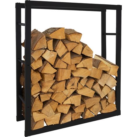 ML-Design Rastrelliera porta legna 80x100x25 cm scaffale verticale in acciaio nero per interno esterno resistente alle intemperie supporto in metallo per legna da ardere da soggiorno camino salotto (1/5)