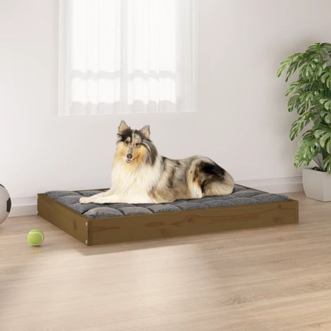 Lit pour chien Marron miel 91,5x64x9 cm Bois de pin solide vidaXL