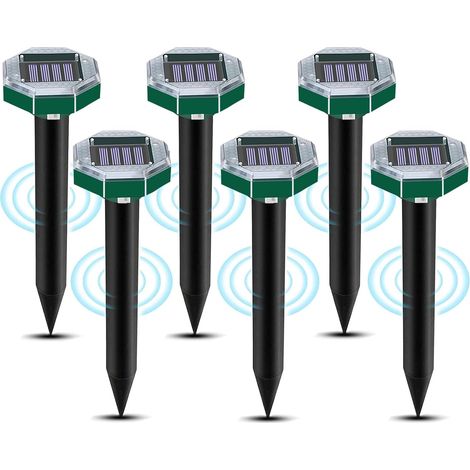 Anti Taupe Solaire Vibration et Ultrasons,6 Pièces Repulsif Taupe Ultrason Solaire,Repousse Les Taupes et Autres Rongeurs pour Le Jardin et Les Pelouses