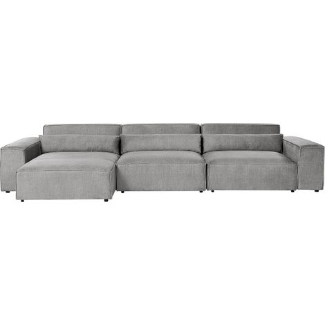 Modular Corner Sofa 3 Seater HELLNAR Fabric Grey Right Hand (1/5)