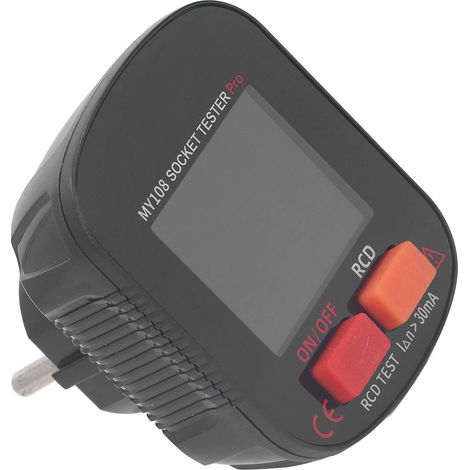 Testeur de prise portable avec écran LED, détecteur de cablage et bouton RCD 30mA, 1 testeur + 1 manuel, matériau PC, piles AAA non incluses (1/5)