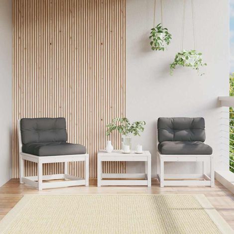 vidaXL Garden Sofas with Cushions 2pcs White Solid Wood Pine (1/5)