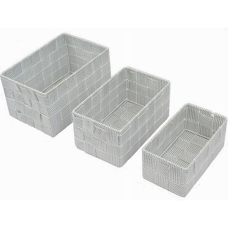Cleafe - 3 Cestini Tessuto Scatole Organizer Bagno Portaoggetti Makeup Grigi Chiaro 79048 - (1/3)