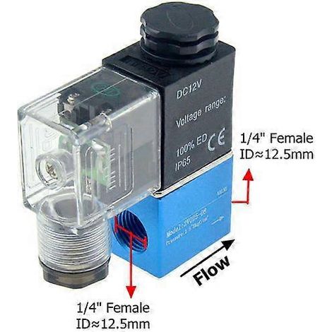 Électrovanne pneumatique 12 V/24 V/220 V, 2 positions, orifice 1/4", 2 voies normalement fermée, référence 2V025-08, pour compresseur d'air. Sans raccord de tuyauterie CC 24 V (1/5)