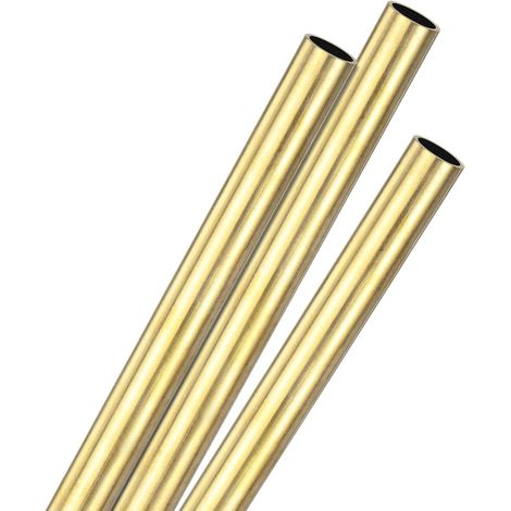 3pcs Brass Tube Straight 10mm OD x 300mm Length 0.5mm Thick H62 Brass Rod Round Bar for Construction, Machining, DIY, Handmade Projects, Model (1/5)